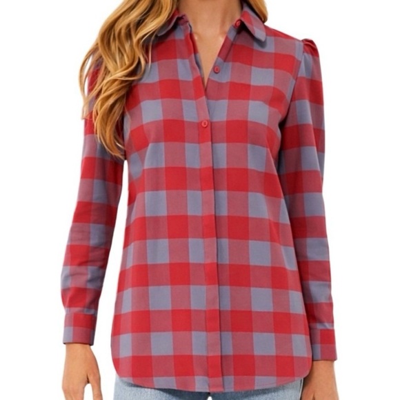 Tuckernuck Tops - Tuckernuck Saranac Buffalo Checkered Puff Sleeve Top